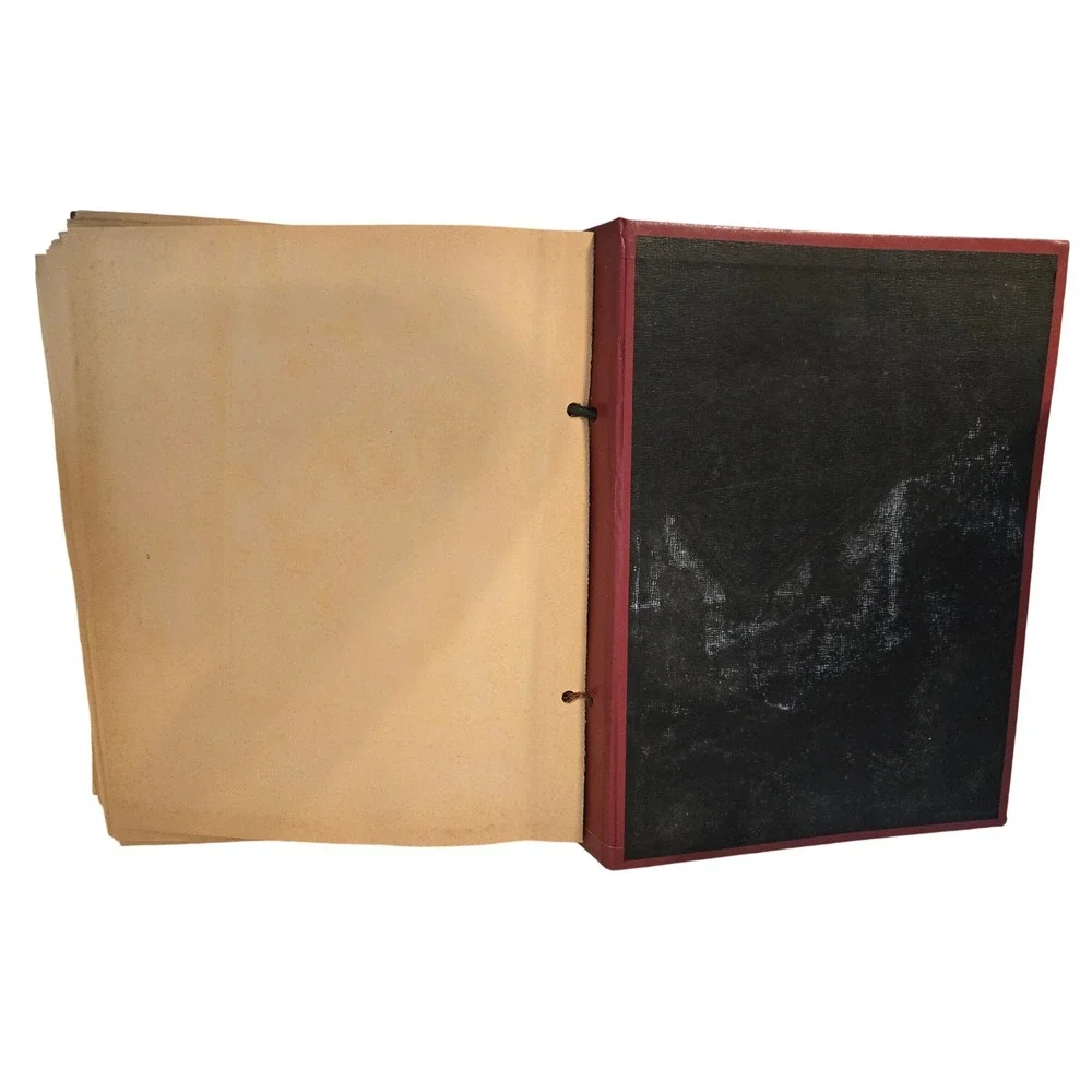 Unbranded Scrapbook‎ Red Vintage Art Deco Gold Foil Cord Bound Blank Pages